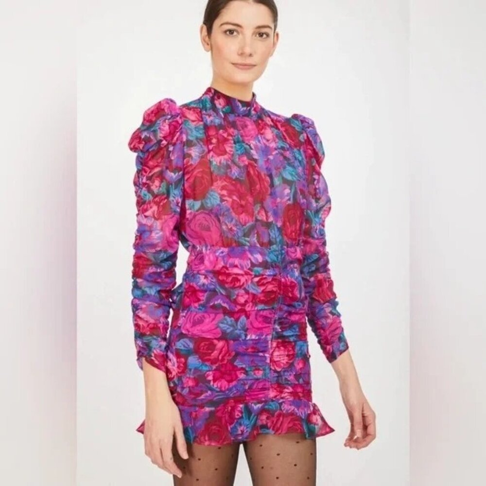 NWT Generation Love Livia Floral Mini Long Sleeve Dress Size XS in Rose Garden